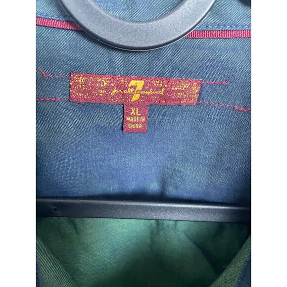 7 For All Mankind Button Front Shirt Mens XL blue green slight iridescent - Picture 8 of 10